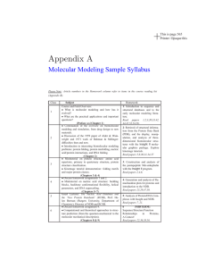 Appendix A Molecular Modeling Sample Syllabus This is page 565 Printer: Opaque this