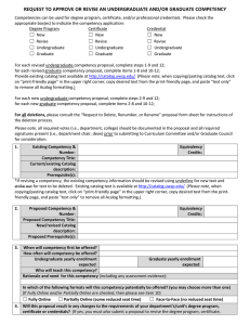 REQUEST TO APPROVE OR REVISE AN UNDERGRADUATE AND/OR GRADUATE COMPETENCY