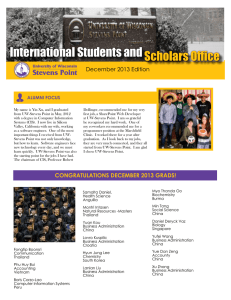 International Students and Scholars Office December 2013 Edition ALUMNI FOcUS