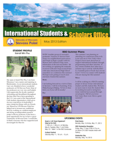 International Students &amp; Scholars Office May 2013 Edition STUDENT PROFILE