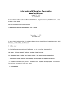 International Education Committee Meeting Minutes  August 31, 2011