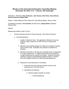 Minutes of the International Education Committee Meeting November 29, 2010, 2:15