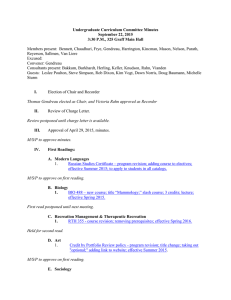 Undergraduate Curriculum Committee Minutes September 22, 2015