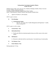 Undergraduate Curriculum Committee Minutes October 28, 2014
