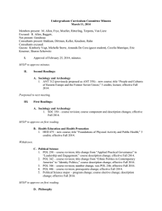 Undergraduate Curriculum Committee Minutes March 11, 2014  Excused:  R. Allen, Baggett,