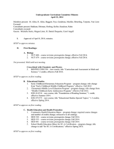 Undergraduate Curriculum Committee Minutes April 22, 2014  I.