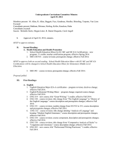 Undergraduate Curriculum Committee Minutes April 29, 2014  I.