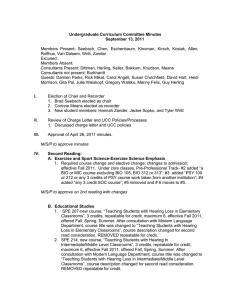 Undergraduate Curriculum Committee Minutes September 13, 2011