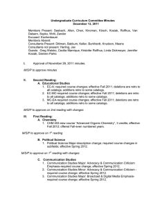 Undergraduate Curriculum Committee Minutes  December 13, 2011