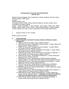 Undergraduate Curriculum Committee Minutes April 26, 2011