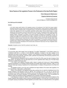 Some Features of the Legislative Process in the Parliaments of... Mediterranean Journal of Social Sciences Victor Afanasevich Shekhovtcov Ekaterina Dmitrievna Evseenko