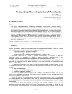 The Moral Authority of Teacher in Preparing Students for Patriotic... Mediterranean Journal of Social Sciences Nikolai V. Kuzmin MCSER Publishing, Rome-Italy