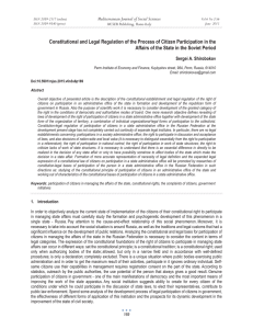 Constitutional and Legal Regulation of the Process of Citizen Participation... Affairs of the State in the Soviet Period
