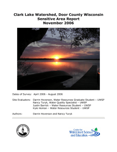 Clark Lake Watershed, Door County Wisconsin Sensitive Area Report November 2006