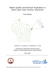 Water Quality and Bulrush Evaluation in Clark Lake, Door County, Wisconsin