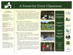A Forest for Every Classroom Workshop Topics and Dates