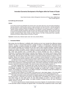 Innovation Economics Development of the Region within the Frames of... Mediterranean Journal of Social Sciences Tsertseil J.S. MCSER Publishing, Rome-Italy