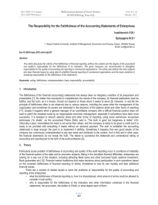 The Resposibility for the Faithfulness of the Accounting Statements of... Mediterranean Journal of Social Sciences Ivashkevich V.B.