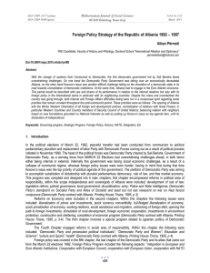 Foreign Policy Strategy of the Republic of Albania 1992 –... Mediterranean Journal of Social Sciences Alban Përmeti MCSER Publishing, Rome-Italy