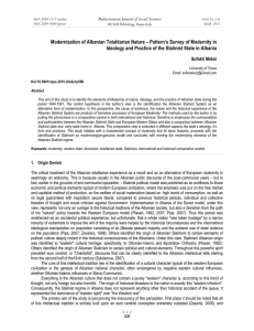 Modernization of Albanian Totalitarian Nature – Pattern’s Survey of Modernity... Ideology and Practice of the Stalinist State in Albania