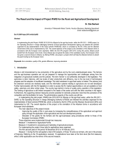 The Result and the Impact of Project IPARD for the... Mediterranean Journal of Social Sciences Dr. Eda Bezhani MCSER Publishing, Rome-Italy