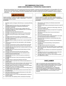 RECOMMENDED PRACTICES HAND CHAIN MANUALLY OPERATED CHAIN HOISTS