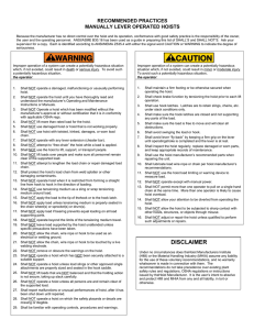 RECOMMENDED PRACTICES MANUALLY LEVER OPERATED HOISTS