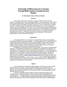 University of Wisconsin at La Crosse Faculty/Staff Campus Climate Survey Report