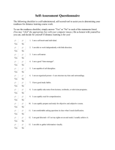 Self-Assessment Questionnaire