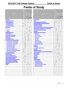 Fields of Study 2016-2017 Taft College Catalog