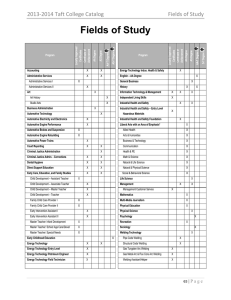 Fields of Study 2013-2014 Taft College Catalog