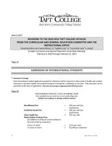 REVISIONS TO THE 2010-2012 TAFT COLLEGE CATALOG