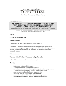 REVISIONS TO THE 2008-2010 TAFT COLLEGE CATALOG