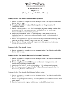 Strategic Action Plan Area 1 – Student Learning/Success