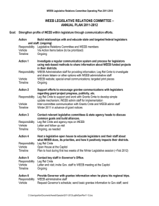 WEEB LEGISLATIVE RELATIONS COMMITTEE – ANNUAL PLAN 2011-2012