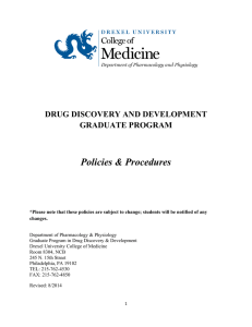 Policies &amp; Procedures  DRUG DISCOVERY AND DEVELOPMENT GRADUATE PROGRAM