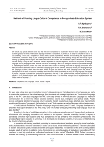 Methods of Forming Lingua-Cultural Competence in Postgraduate Education System  A.P.Mynbayeva