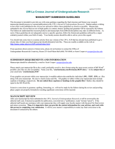 UW-La Crosse Journal of Undergraduate Research  MANUSCRIPT SUBMISSION GUIDELINES