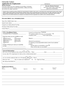 University Centers Application for Employment