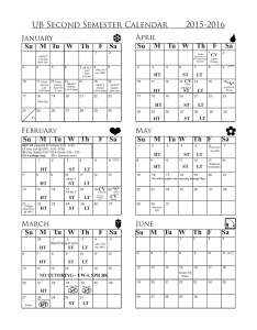 UB Second Semester Calendar      ... Su    M    Tu  ... Su   M   Tu   W ... April