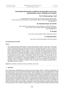 Decentralized Administration and Minority Accommodation in Sri Lanka: