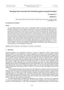 Remedying Factors Associated with Credit Mismanagement among Rural Dwellers