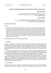 A Study on the Educational Status of Tourism Child Labourers... Mediterranean Journal of Social Sciences Maram M. Al-Frehat MCSER Publishing, Rome-Italy