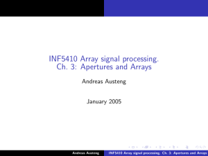 INF5410 Array signal processing. Ch. 3: Apertures and Arrays Andreas Austeng January 2005