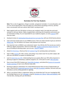 Reminders for First-Year Students