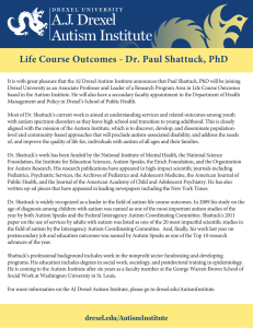 Life Course Outcomes - Dr. Paul Shattuck, PhD