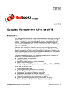 Red books Systems Management APIs for z/VM Paper