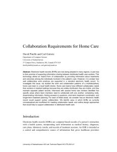 Collaboration Requirements for Home Care David Pinelle and Carl Gutwin