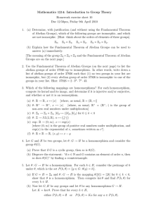 Mathematics 1214: Introduction to Group Theory Homework exercise sheet 10