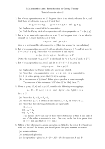 Mathematics 1214: Introduction to Group Theory Tutorial exercise sheet 2
